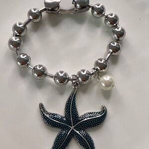 Stainless Steel Silver Starfish Charm Bracelet